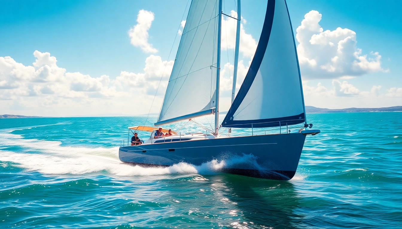 Catch the exhilarating J88 sailboat gliding across pristine waters with vibrant sails.