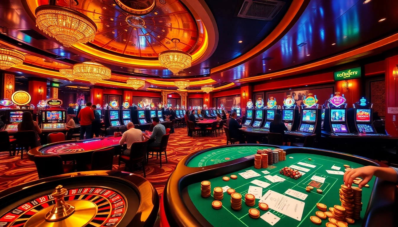 Experience kèo nhà cái trực tiếp with gamblers at casino tables, betting slips, and vibrant slot machines.
