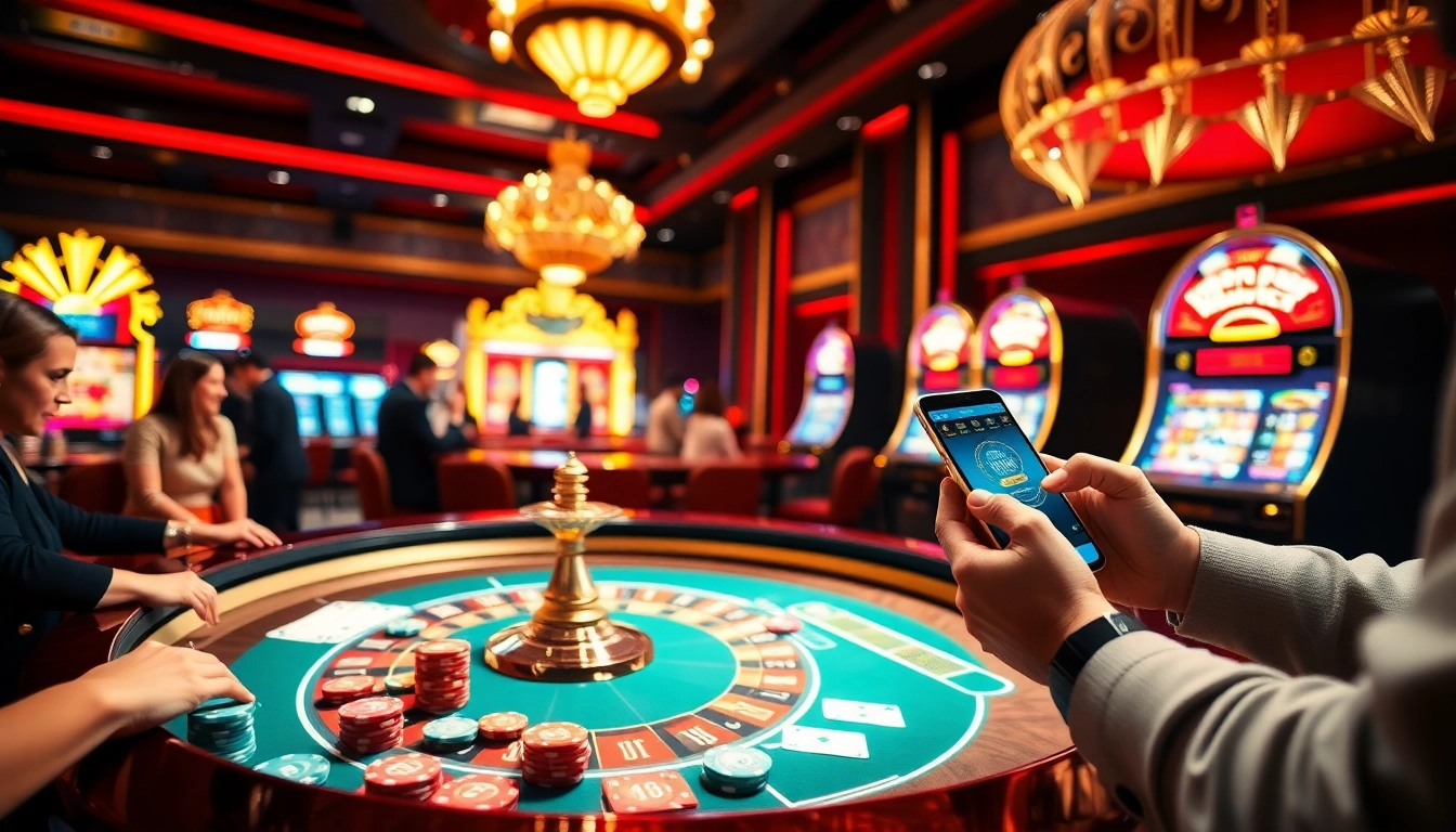 Spotbet casino players eagerly place bets at a vibrant roulette table, surrounded by poker chips and cards.
