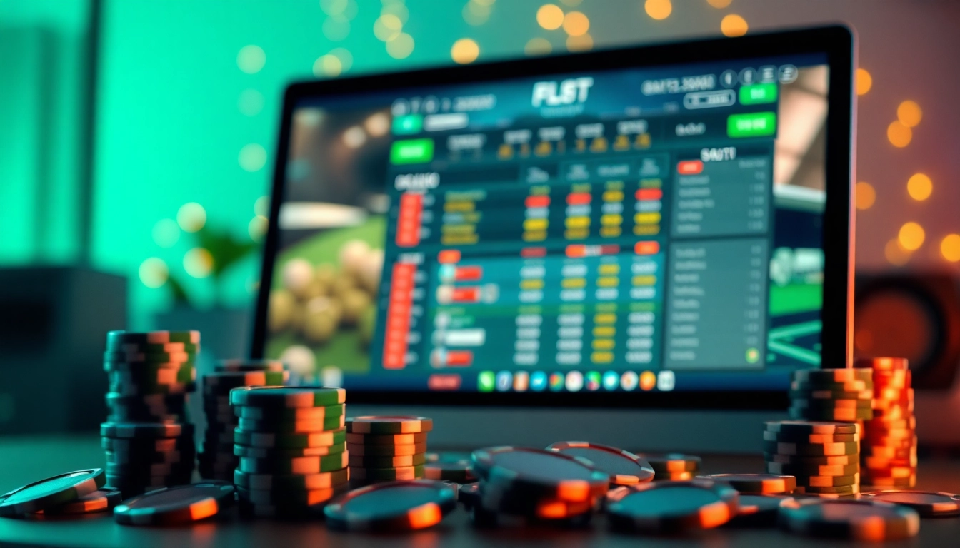 Explore güvenilir bahis siteleri with a captivating online betting interface surrounded by casino chips.