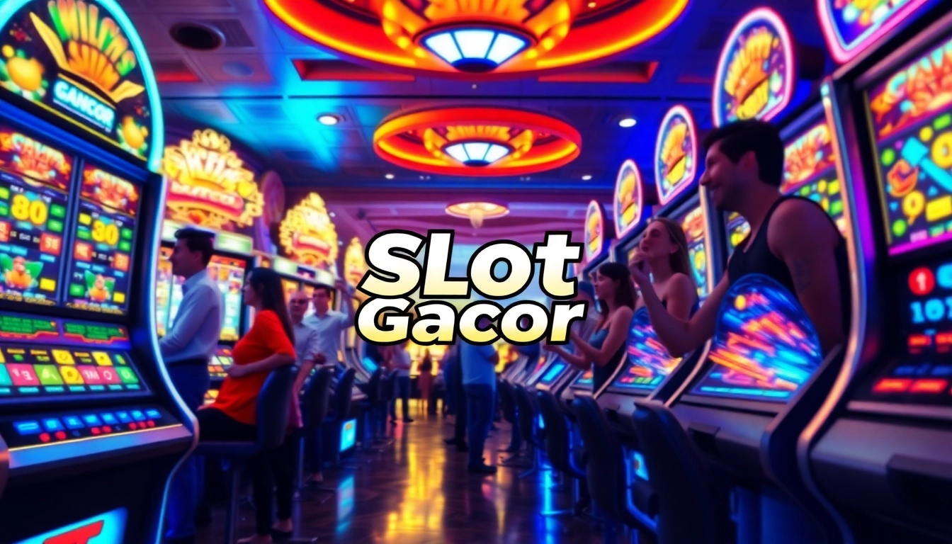 Exciting scene of players enjoying vibrant Slot Gacor machines at an online casino.