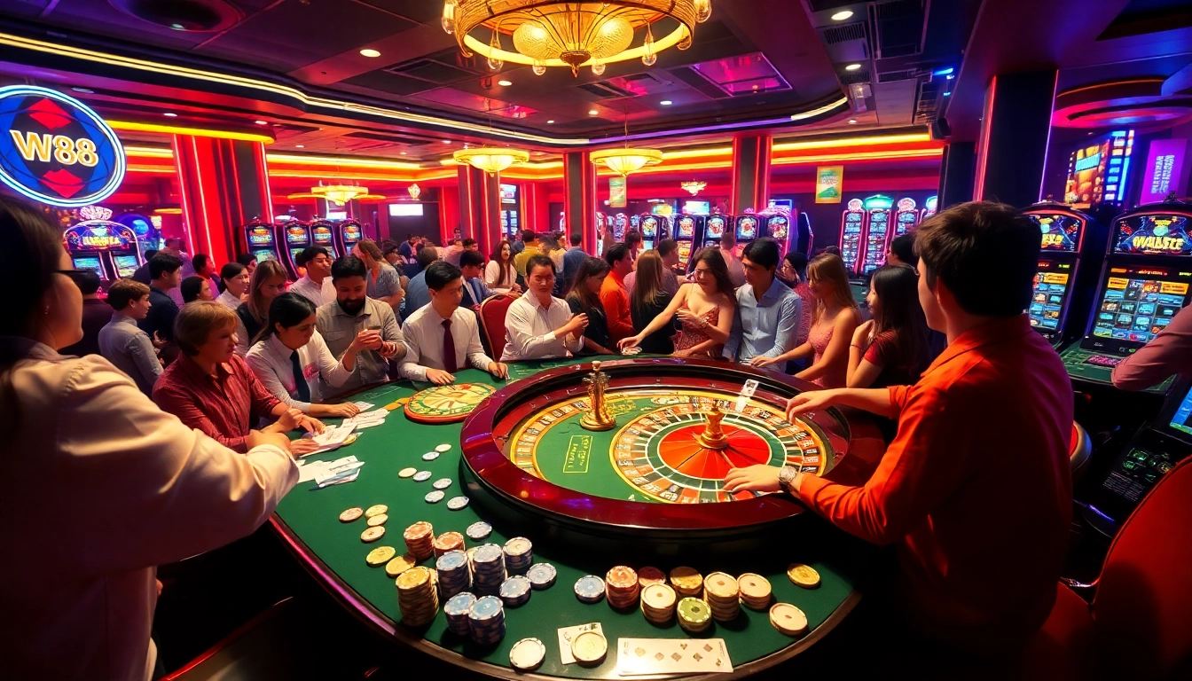 Experience the thrill at trang chủ WW88 with vibrant casino action, roulette, and excited players.